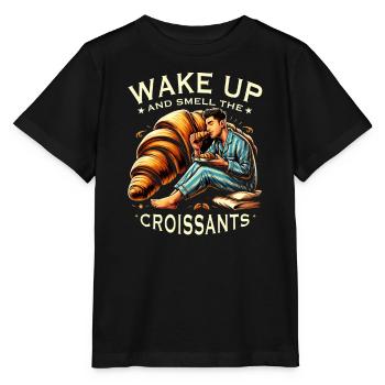 Croissant France Food Foodie Petit-déjeuner français - T-shirt bio MINI CREATOR Stanley/Stella Enfant - noir - Devant - Mikhail (115cm)