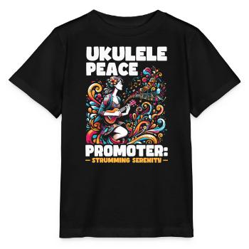 Ukulélé Professeur Instrument Ukulélé Joueur Uke - T-shirt bio MINI CREATOR Stanley/Stella Enfant - noir - Devant - Mikhail (115cm)