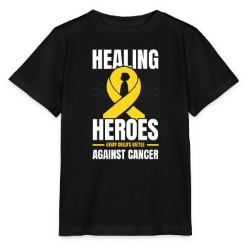 Sensibilisation au cancer de l’enfant Chimio Combattre le cancer - T-shirt bio MINI CREATOR Stanley/Stella Enfant - noir - Devant - Mikhail (115cm)