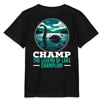 Champ Mythical Champy Cryptozoology Cryptid - Stanley/Stella MINI CREATOR Kids’ T-Shirt - black - Front - Mikhail (115cm)