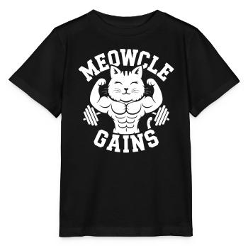 Bodybuilding Katze Fitness Workout Fitnessstudio Trainer - Stanley/Stella Kinder T-Shirt MINI CREATOR  - Schwarz - Vorne - Mikhail (115cm)