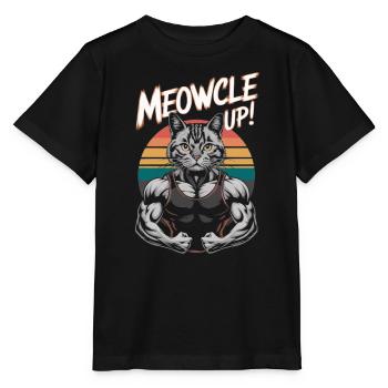 Bodybuilding Katze Fitness Workout Gym Instruktor - Stanley/Stella Kinder T-Shirt MINI CREATOR  - Schwarz - Vorne - Mikhail (115cm)