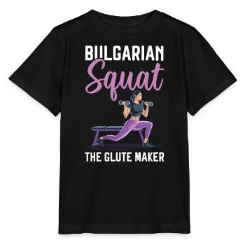 Bulgarische Kniebeuge Übung Fitness Workout Fitnessstudio - Stanley/Stella Kinder T-Shirt MINI CREATOR  - Schwarz - Vorne - Mikhail (115cm)