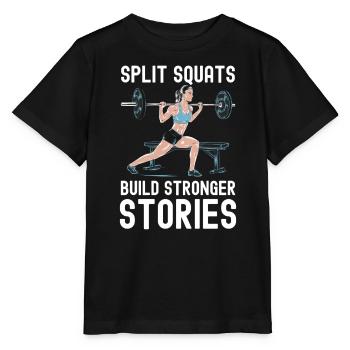 Bulgarische Kniebeuge Übung Fitness Workout Fitnessstudio - Stanley/Stella Kinder T-Shirt MINI CREATOR  - Schwarz - Vorne - Mikhail (115cm)