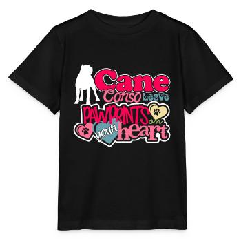 Love Cane Corso Pawprints On Your Heart - Stanley/Stella MINI CREATOR Kids’ T-Shirt - black - Front - Mikhail (115cm)