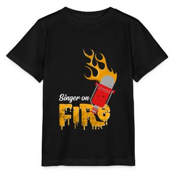 Singer On Fire Mikrophon Musikalisch Geschenkidee - Stanley/Stella Kinder T-Shirt MINI CREATOR  - Schwarz - Vorne - Mikhail (115cm)