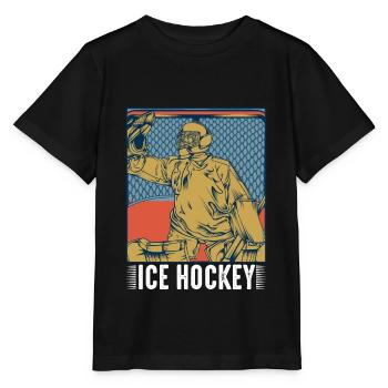 Vintage Retro Style Cool Hockeytormann Geschenk - Stanley/Stella Kinder T-Shirt MINI CREATOR  - Schwarz - Vorne - Mikhail (115cm)