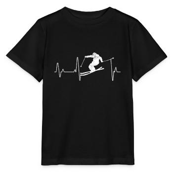 Skifahren EKG Herzschlag Ski Skifahrer Geschenk - Stanley/Stella Kinder T-Shirt MINI CREATOR  - Schwarz - Vorne - Mikhail (115cm)