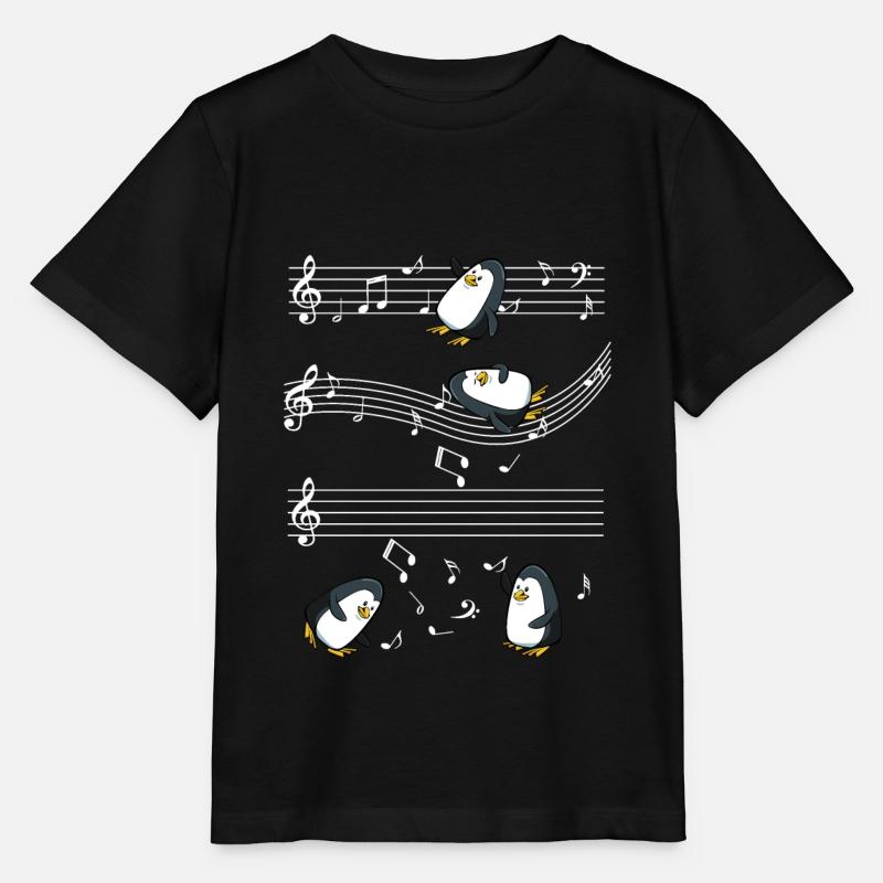 Musique Penguins Notes de musique Cadeau mignon de pingouin - T-shirt bio MINI CREATOR Stanley/Stella Enfant - noir
