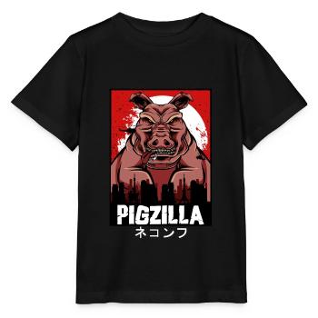 Pigzilla Funny parody of pig gift - Stanley/Stella MINI CREATOR Kids’ T-Shirt - black - Front - Mikhail (115cm)