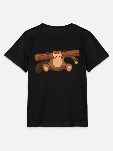 Biber Kostüm Lustiger Biber - Stanley/Stella Kinder T-Shirt MINI CREATOR  - Schwarz