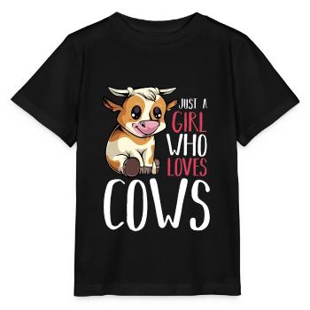 Vache - juste une fille qui aime les vaches - énonciations drôles - T-shirt bio MINI CREATOR Stanley/Stella Enfant - noir - Devant - Mikhail (115cm)