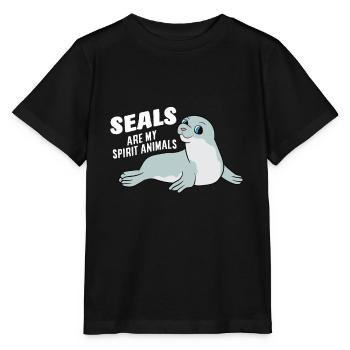 Les phoques sont mes animaux préférés Doux Phoque - T-shirt bio MINI CREATOR Stanley/Stella Enfant - noir - Devant - Mikhail (115cm)