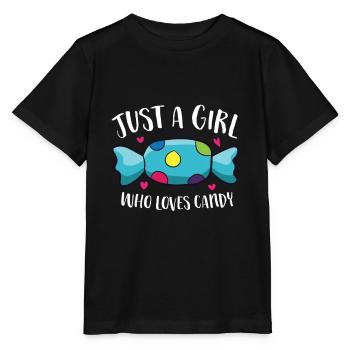 Süßigkeiten Nur Ein Mädchen das Süßigkeiten Liebt - Stanley/Stella Kinder T-Shirt MINI CREATOR  - Schwarz - Vorne - Mikhail (115cm)