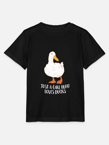 Just a Girl Who Loves Ducks - Stanley/Stella MINI CREATOR Kids’ T-Shirt - black