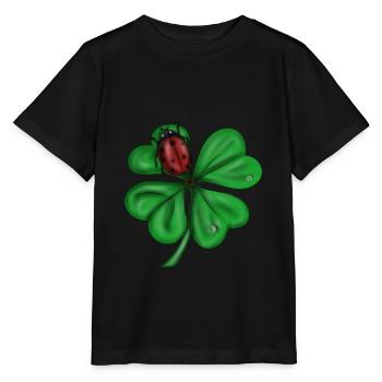 porte-bonheur coccinelle trèfle à quatre feuilles - T-shirt bio MINI CREATOR Stanley/Stella Enfant - noir - Devant - Mikhail (115cm)