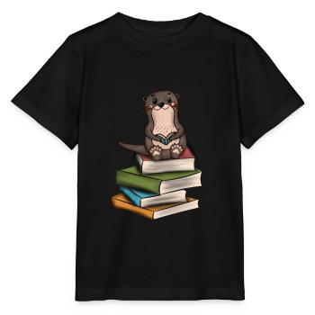 Otter Bücher lesen Frettchen haustier Marder - Stanley/Stella Kinder T-Shirt MINI CREATOR  - Schwarz - Vorne - Mikhail (115cm)