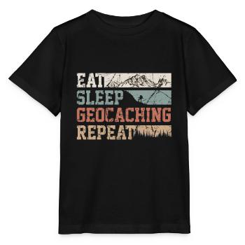 Geocaching EAT SLEEP REPEAT Geocacher Cache Nature - Stanley/Stella MINI CREATOR Kids’ T-Shirt - black - Front - Mikhail (115cm)