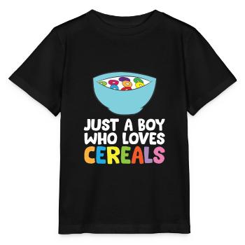 Céréales sucrées Juste un garçon qui aime les céréales - T-shirt bio MINI CREATOR Stanley/Stella Enfant - noir - Devant - Mikhail (115cm)