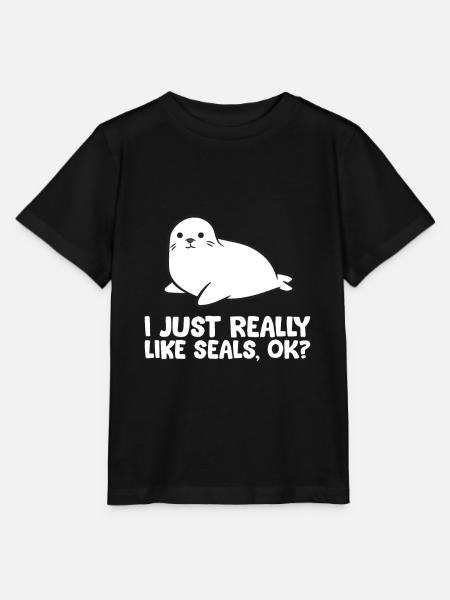 Ik hou gewoon veel van zeehonden, oké, ik hou van - T-shirt MINI CREATOR barn från Stanley/Stella - svart