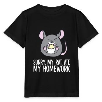 Sorry My Rat Ate My Homework School Homework Rat - Stanley/Stella MINI CREATOR Kids’ T-Shirt - black - Front - Mikhail (115cm)