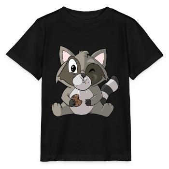 Waschbär mit Keks - Stanley/Stella Kinder T-Shirt MINI CREATOR  - Schwarz - Vorne - Mikhail (115cm)