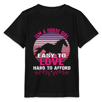 Je suis une fille de cheval facile à aimer difficile à se permettre - T-shirt bio MINI CREATOR Stanley/Stella Enfant - noir - Devant - Mikhail (115cm)