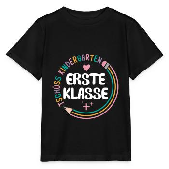 Schulanfang 1. Klasse Grundschule Tschüss Kita - Stanley/Stella Kinder T-Shirt MINI CREATOR  - Schwarz - Vorne - Mikhail (115cm)