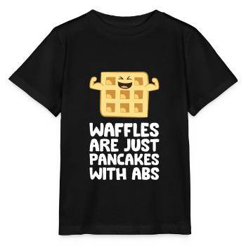 Les gaufres ne sont que des crêpes avec des gaufres drôles d’abdos - T-shirt bio MINI CREATOR Stanley/Stella Enfant - noir - Devant - Mikhail (115cm)