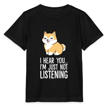Akita Hund als Haustier Ich höre dich, ich höre - Stanley/Stella Kinder T-Shirt MINI CREATOR  - Schwarz - Vorne - Mikhail (115cm)