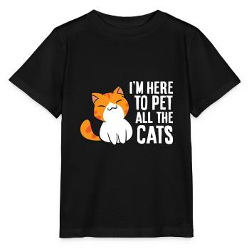 Je suis là pour caresser tous les chats - T-shirt bio MINI CREATOR Stanley/Stella Enfant - noir - Devant - Mikhail (115cm)