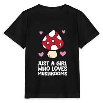 Juste une fille qui aime les champignons - T-shirt bio MINI CREATOR Stanley/Stella Enfant - noir - Devant - Mikhail (115cm)