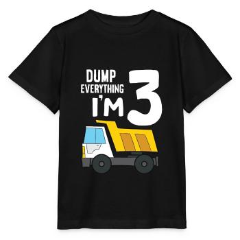 Dump Truck 3rd Birthday Dump Everything I'm 3 - Stanley/Stella Kinder T-Shirt MINI CREATOR  - Schwarz - Vorne - Mikhail (115cm)