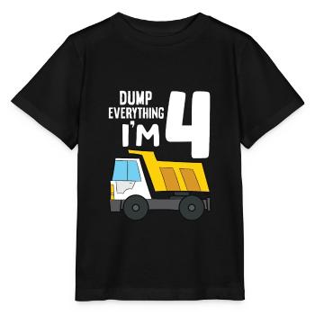 Dump Truck 4th Birthday Dump Everything I'm 4 - Stanley/Stella Kinder T-Shirt MINI CREATOR  - Schwarz - Vorne - Mikhail (115cm)