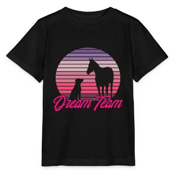 Dream Team Hund & Pferd - Stanley/Stella Kinder T-Shirt MINI CREATOR  - Schwarz - Vorne - Mikhail (115cm)