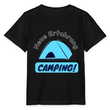 Neue Erfahrung - Camping! - Stanley/Stella Kinder T-Shirt MINI CREATOR  - Schwarz - Vorne - Mikhail (115cm)