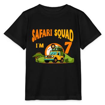 Safari Birthday Party - 7th Birthday Boy 7 Years - Stanley/Stella MINI CREATOR Kids’ T-Shirt - black - Front - Mikhail (115cm)