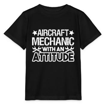 Mécanicien d'aéronefs avec une attitude - T-shirt bio MINI CREATOR Stanley/Stella Enfant - noir - Devant - Mikhail (115cm)