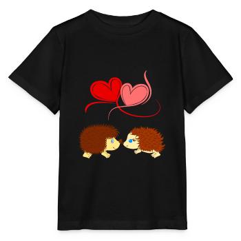 Igel - Liebe überwindet Stacheln - Comicstyle - Stanley/Stella Kinder T-Shirt MINI CREATOR  - Schwarz - Vorne - Mikhail (115cm)