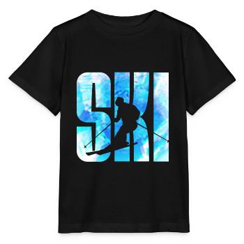 ski skiing skier - Stanley/Stella MINI CREATOR Kids’ T-Shirt - black - Front - Mikhail (115cm)