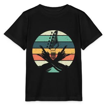 Gitarre & Pommesgabel Rock Hardrock & Heavy Metal - Stanley/Stella Kinder T-Shirt MINI CREATOR  - Schwarz - Vorne - Mikhail (115cm)
