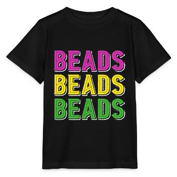 Beads Mardi Gras Carnival Mardi Gras costume gift - Stanley/Stella MINI CREATOR Kids’ T-Shirt - black - Front - Mikhail (115cm)