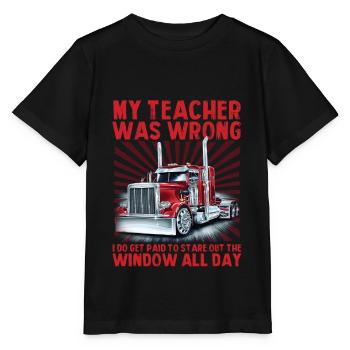 My Teacher Was Wrong - T-shirt bio MINI CREATOR Stanley/Stella Enfant - noir - Devant - Mikhail (115cm)