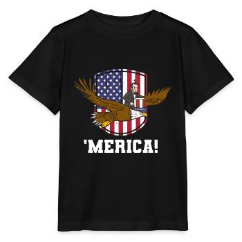 USA Flagge | Patriot Patriotismus Amerika Geschenk - Stanley/Stella Kinder T-Shirt MINI CREATOR  - Schwarz - Vorne - Mikhail (115cm)