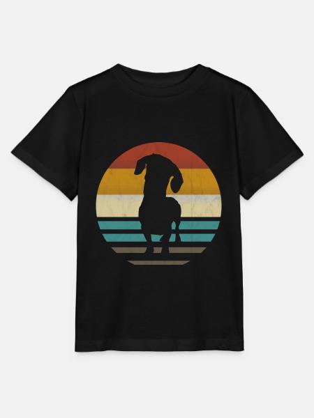 Retro Dackel Dackelhund Hund Silhouette Geschenk - Stanley/Stella Kinder T-Shirt MINI CREATOR - Schwarz