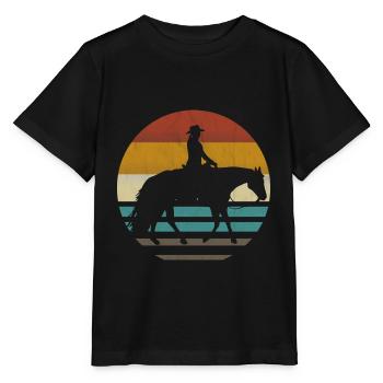 Western Riding Western Rider Horse Cowgirls Retro - Stanley/Stella MINI CREATOR Kids’ T-Shirt - black - Front - Mikhail (115cm)