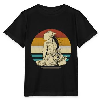 Western Riding Western Rider Horse Cowgirls Retro - Stanley/Stella MINI CREATOR Kids’ T-Shirt - black - Front - Mikhail (115cm)