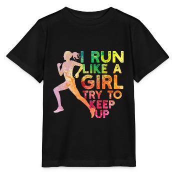 I Run Like A Girl Try To Keep Up A Track And Field - Stanley/Stella MINI CREATOR Kids’ T-Shirt - black - Front - Mikhail (115cm)