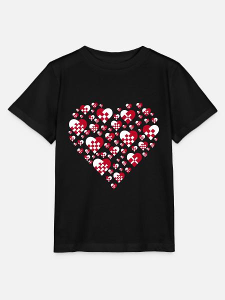 Julehjerte duńskie plisowane serca świąteczne - Stanley/Stella T-shirt MINI CREATOR til børn - sort