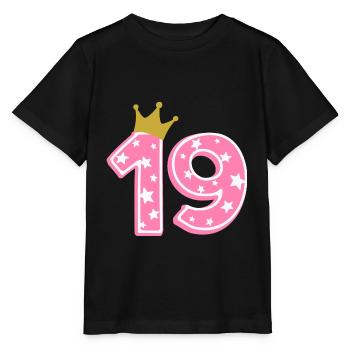 19 Krone 19. Geburtstag 19 Jahre - Stanley/Stella Kinder T-Shirt MINI CREATOR  - Schwarz - Vorne - Mikhail (115cm)